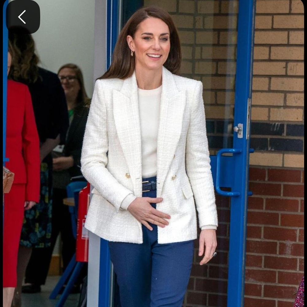H&M Cream Double-Breasted Blazer